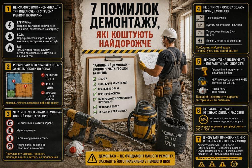 7 Помилок під час демонтажу